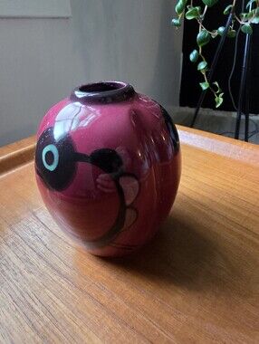 vintage Pottery,  high gloss "Volcano style" vase